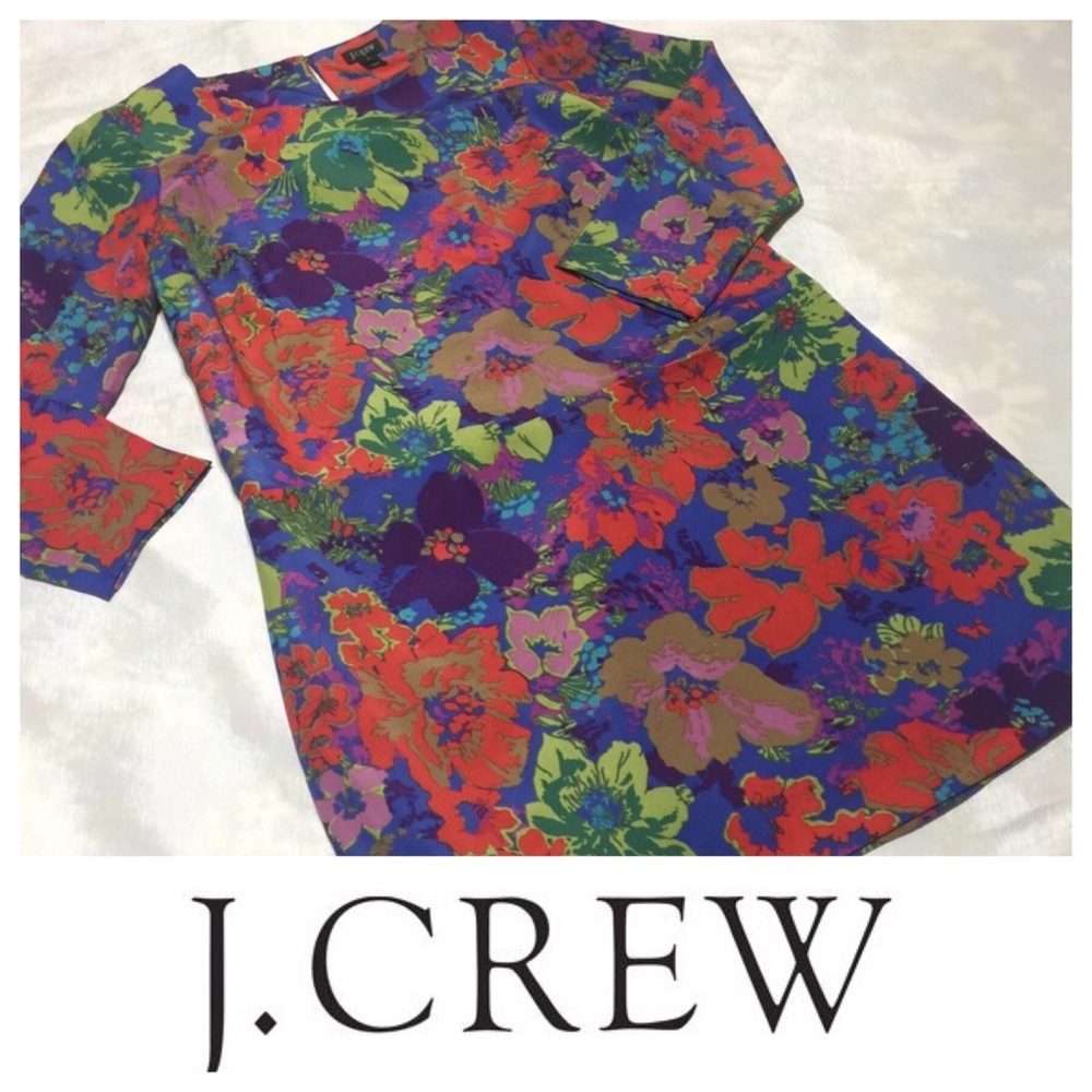 J.CREW flower print mid sleeve dress with pockets